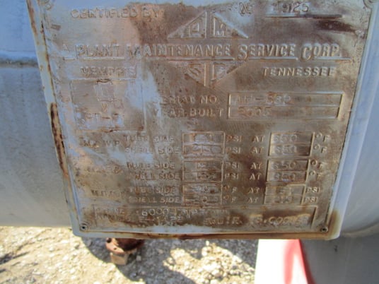 1658 sq.ft., Plant Maintenance Services, horizontal exchanger, 26" diameter x 16' 0" F/F., Carbon Steel - Image 3