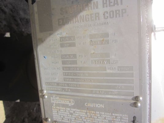 368 sq.ft., 100FV psi shell, 100FV psi tube, Southern Heat Exchanger, Vertical 304L Stainless Steel Heat - Image 5