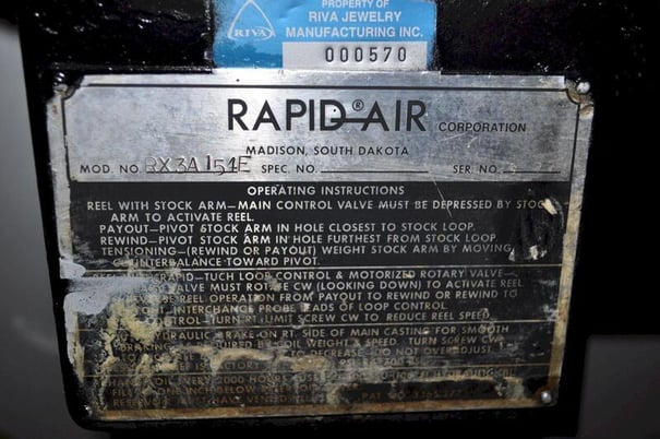 150 lb. Rapid-Air #RX3A154E, motorized uncoiler, 7" mandrel, 60" outside dimensions, 9"-15.5" ID, 50 RPM, 36" - Image 10