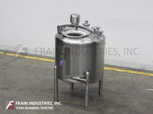 75 gallon Feldmeier, 316 Stainless Steel single wall tank, 30" dia. x 28" deep, 24" straight wall, flip - Image 1