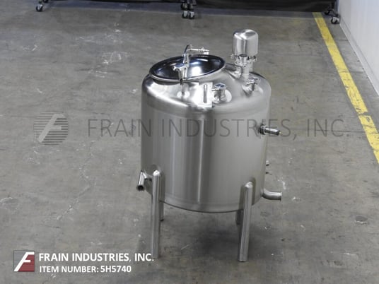 75 gallon Feldmeier, 316 Stainless Steel single wall tank, 30" dia. x 28" deep, 24" straight wall, flip - Image 3