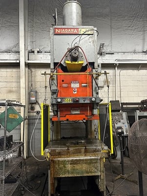 110 Ton, Niagara #E-110, mechanical gap frame punch press, 5" stroke, 19.25" Shut Height, 65 SPM - Image 1