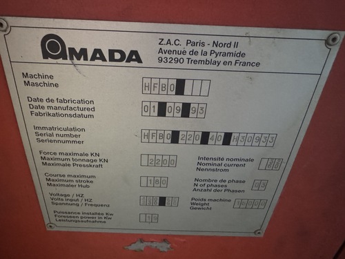 242 Ton, Amada #HFB-2204, hydraulic press brake, 14' overall, 148" between housing, 7" stroke, Operateur OP2 - Image 5