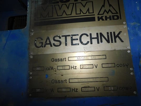 300 KW Deutz MWM, stationary Natural gas/landfill generator set, 1800 RPM, 277/480 Volts - Image 5
