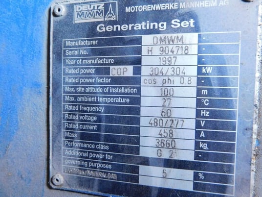 300 KW Deutz MWM, stationary Natural gas/landfill generator set, 1800 RPM, 277/480 Volts - Image 6