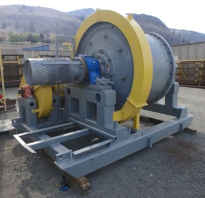 4' x 3' Marcy skid mounted ball mill, 40 HP, bull gear w/guard, pinion gear assembly, refurbished - Image 2