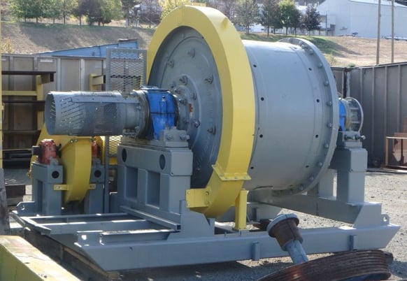 4' x 3' Marcy skid mounted ball mill, 40 HP, bull gear w/guard, pinion gear assembly, refurbished - Image 3