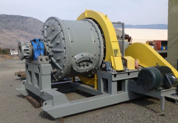 4' x 3' Marcy skid mounted ball mill, 40 HP, bull gear w/guard, pinion gear assembly, refurbished - Image 7