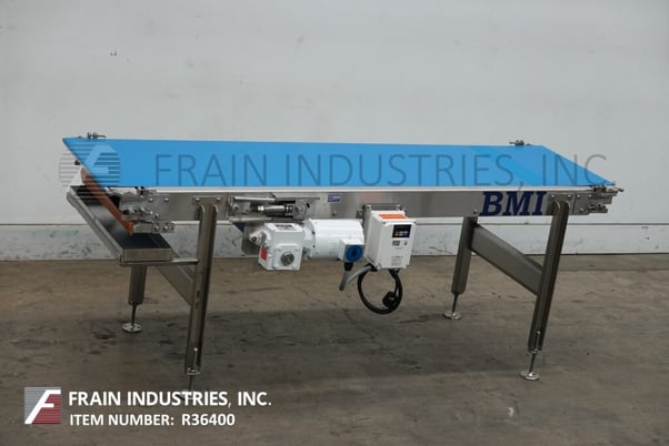 24" wide x 8' long, BMI / Benda Mfg conveyor belt, 22"-38" infeed/discharge range, 3/4 HP drive with a - Image 1