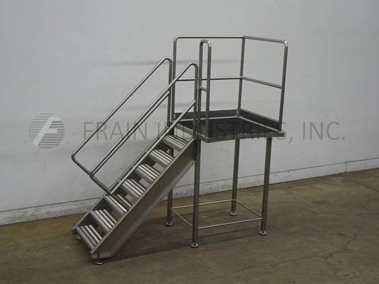 7 Step Stainless Steel mezzanie equipped with 37" wide x 37" long standing platform set 56" off the ground - Image 1