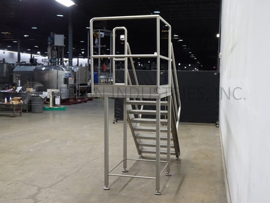 7 Step Stainless Steel mezzanie equipped with 37" wide x 37" long standing platform set 56" off the ground - Image 2