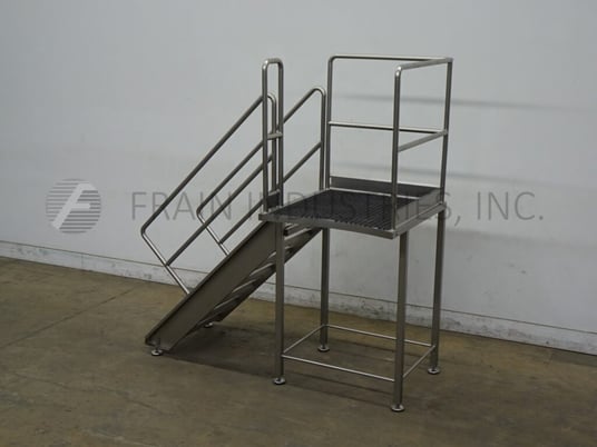 7 Step Stainless Steel mezzanie equipped with 37" wide x 37" long standing platform set 56" off the ground - Image 5