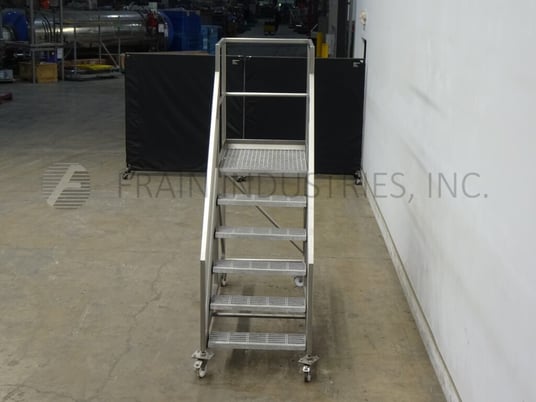 5 Step Stainless Steel roller staircase, 35" wide x 30" long standing platform set 54" off the ground, 42" - Image 3