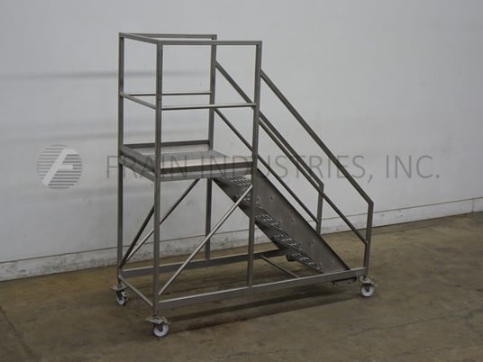 5 Step Stainless Steel roller staircase, 35" wide x 30" long standing platform set 54" off the ground, 42" - Image 5