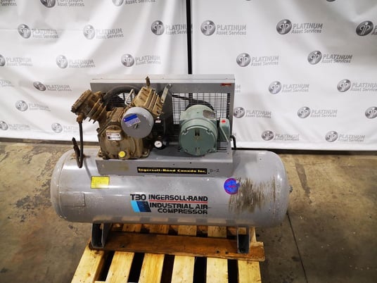5 HP Ingersoll-Rand #T30, tank mounted, piston type air compressor, 125 psi, 135 gallon tank - Image 1
