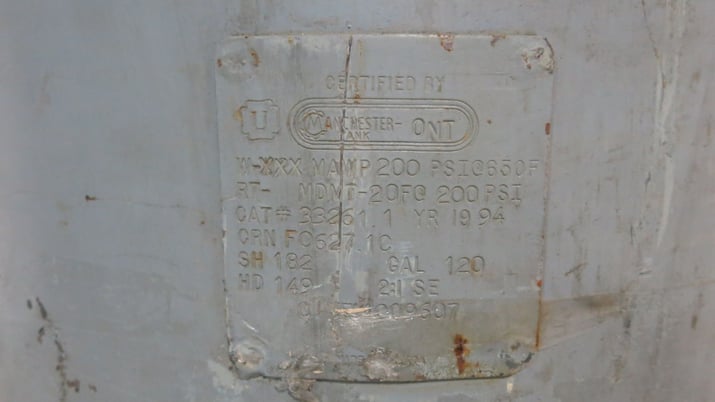 Manchester #33261, 80 gallon receiving air tank, 200 psi - Image 2