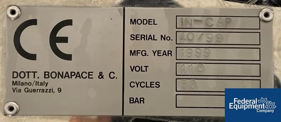 Dott Bonapace #InCap, Capsule Filler, 110 volt, CE rated, serial# 40/99, 1999 - Image 2
