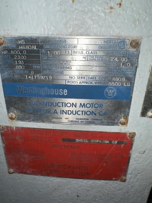 800 HP 890 RPM Westinghouse, Frame 6808L, weather protected enclosure type 2, BB, 2300 Volts - Image 2