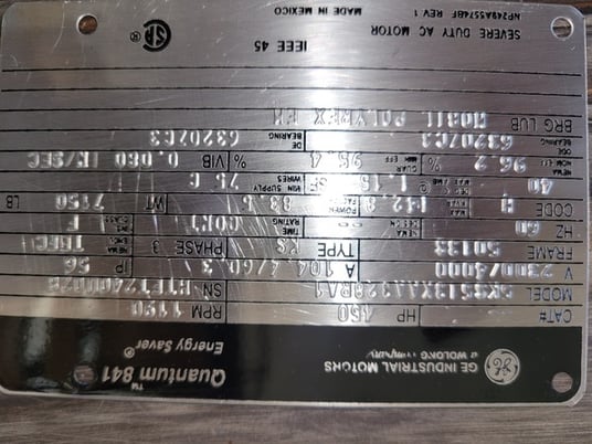 450 HP 1200 RPM General Electric, Frame 5012/13S, TEFC, Ball, IEEE 841, 2300/4160 Volts, new, Q8002/Q520 (2 - Image 2