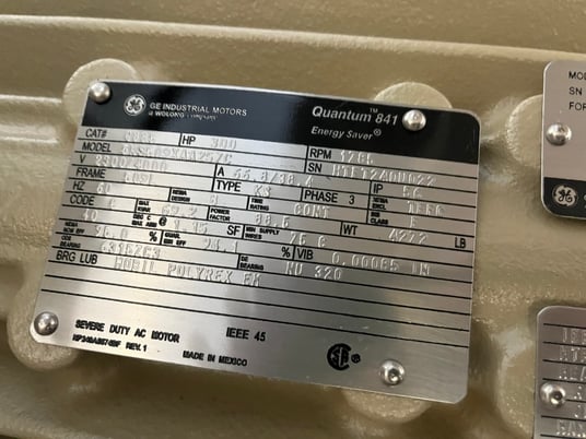 300 HP 1800 RPM General Electric, Frame 5010/11L, TEFC, Roller, IEEE 841, 2300/4160 Volts, new with 5 year - Image 1