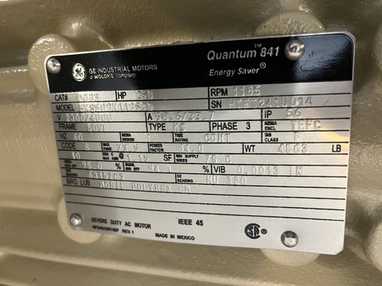 250 HP 1200 RPM General Electric, Frame 508/9L, TEFC, Roller, IEEE 841, 2300/4160 Volts, new, Q883 (2 - Image 1