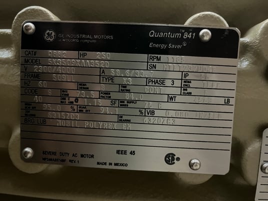 250 HP 1200 RPM General Electric, Frame 508/9LL, TEFC, Ball, IEEE 841,2300/4160 Volts, new, Q882 (2 available) - Image 1