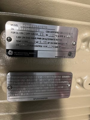 250 HP 1200 RPM General Electric, Frame 508/9LL, TEFC, Ball, IEEE 841,2300/4160 Volts, new, Q882 (2 available) - Image 2