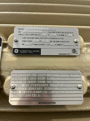 250 HP 1200 RPM General Electric, Frame 508/9LL, TEFC, Ball, IEEE 841,2300/4160 Volts, new, Q882 (2 available) - Image 4