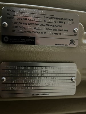 200 HP 1200 RPM General Electric, Frame 508/9LL, TEFC, Ball, IEEE 841,2300/4160 Volts, Q882 (2 available) - Image 2