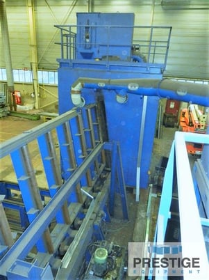 102" x 236" Wheelabrator #RB2600, 102" x 236" plates, (6) 25 HP wheel heads,vert/horiz roller conveyor,dust - Image 3