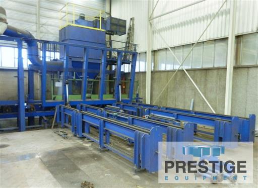 102" x 236" Wheelabrator #RB2600, 102" x 236" plates, (6) 25 HP wheel heads,vert/horiz roller conveyor,dust - Image 6