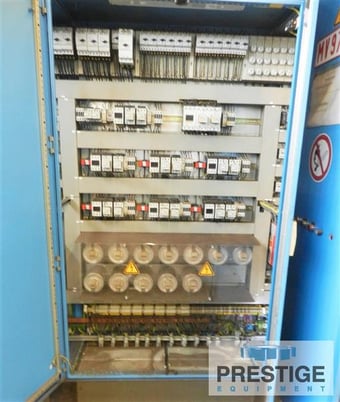 102" x 236" Wheelabrator #RB2600, 102" x 236" plates, (6) 25 HP wheel heads,vert/horiz roller conveyor,dust - Image 9