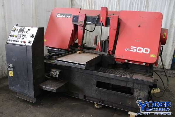 20" x 20" Amada #HA500, horizontal band saw, 17.4' x 1-1/2" blade, 18-472 FPM, 1991, #75999 - Image 1