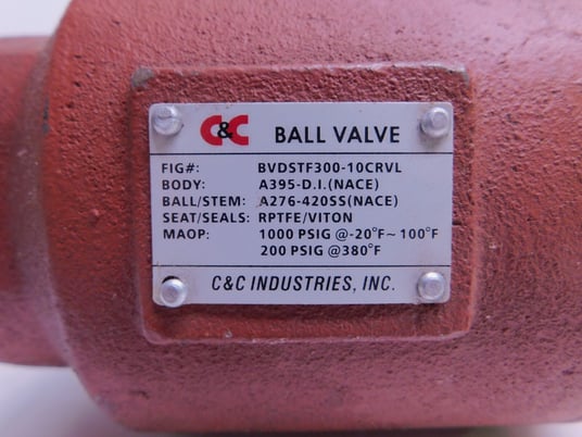 3" C & C#BVDSTF300-10CRVL, Ball Valve, 1000 psig @ -20~100 F, NEW - Image 2