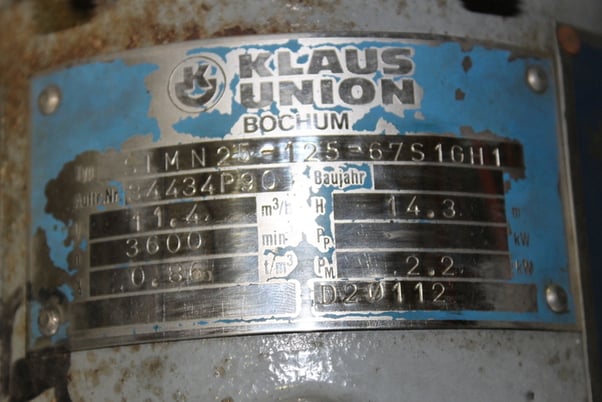 50 GPM @ 47 TDH, Klaus Union #SLM-N 25-125-67S1, Sealless Magnetive Drive Pump, 1" x 1-1/2", 1.19 SPG, 3 HP - Image 5