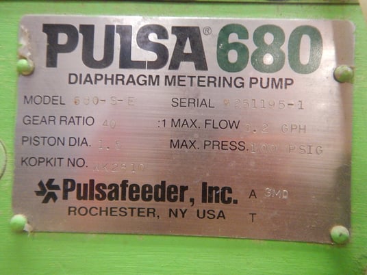 Pulsafeeder #680-S-E, Diaphragm Metering Pump, 9.2 GPH, 1.5" diameter Piston, 100 psig, 40:1 Gear Ratio, NEW - Image 8