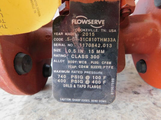 1/2" FlowServe Durco #G431 Sleeveline Plug Valve, Class 300#, NEW - Image 2