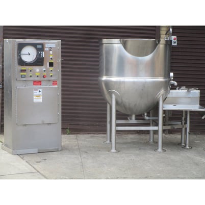 200 gallon Cleveland JC Pardo #HAMKDL-200, horizontal mix agitation stationary steam kettle - Image 6