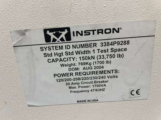 30000 lbf. (150kN) Instron #3384, 52" Compression Testing Opening - Image 3