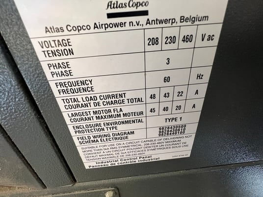 Atlas Copco #GX11FF, 15 HP Compressor, 3580 hours - Image 6