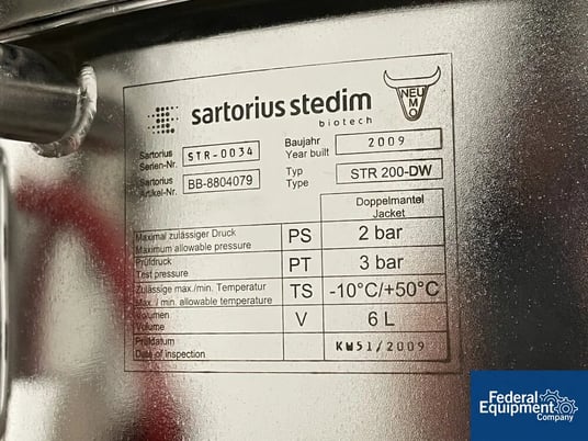 Sartorius #STR-200-DW, Single-Bag-Use Bioreactor, Stainless Steel, 200 Liter, 2 bar, 2009 - Image 2