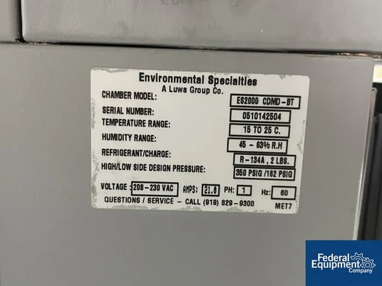 Enviromental Specialties #ES2000, Environmental Chamber, -10 to 70 C Temp Range - Image 2