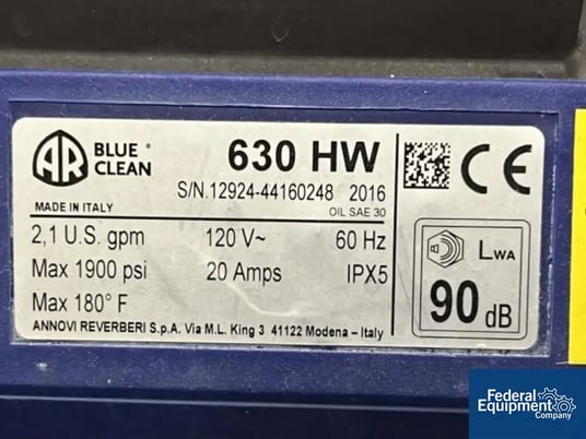 Annovi Reverberi #630-HW, Pressure Washer, 1900 psi, 20 Amps, 120 V, 2016 - Image 3