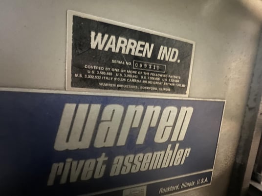 Warren #WRA-1000, rivet assembly machine, assembles mandrel & blind rivets, 1993 - Image 8