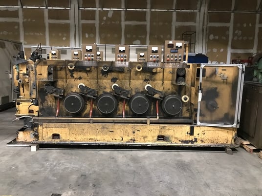 MacBee #4HFME, 4 block wire drawing machine, 13" block diameter, 3 HP per block, 0-600 FPM - Image 1