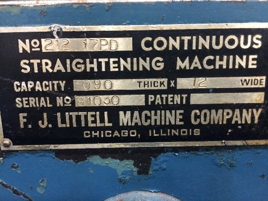 12" x .09" Littell #212-17PD, powered coil straightener, (17) 2" diameter rolls, forward & reverse jog - Image 4