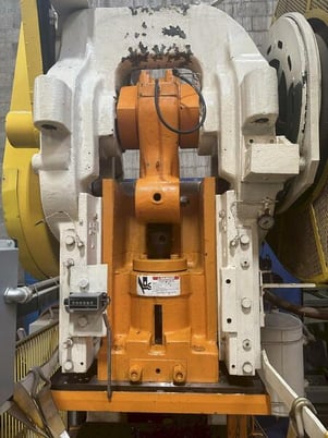 75 Ton, Bliss #23M, single crank OBI press, 4" stroke, 14" Shut Height, 16" x10"ram, 24" x32"bed, 45-900 SPM - Image 3