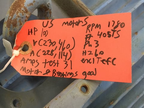 100 HP 1800 RPM U.S. Motors, Frame 405TS, 4P, electrically OK, 230/460 Volts - Image 9