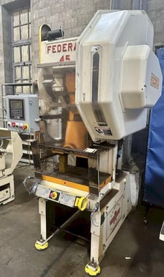 45 Ton, Federal #45, OBI press,flywheel, 3" stroke, 11" Shut Height, 18" x14"ram, 28" x18"bed, 70-120 SPM - Image 2