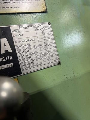39 Ton, Aida #NC1-35(1), single crank gap frame press, 1.96" stroke, 7.87"Shut Height, 14.9"x11.8"ram - Image 8